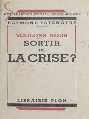 cover image of Voulons-nous sortir de la crise ?